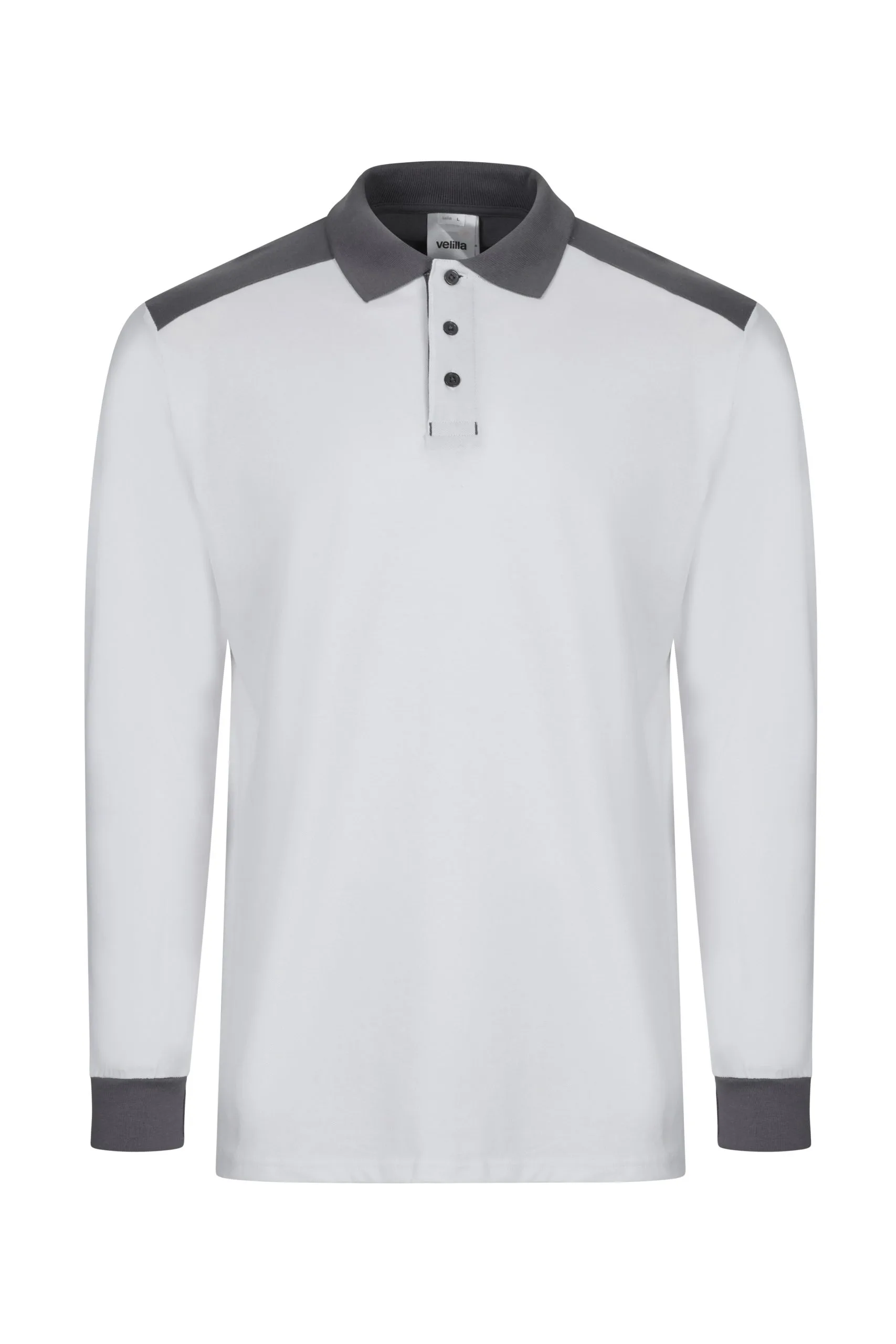 Polo stretch bi-colore à manches longues