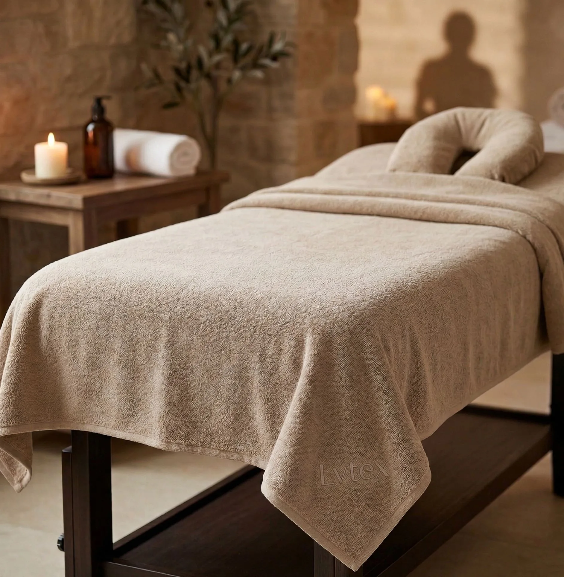 drap massage spa beige sable